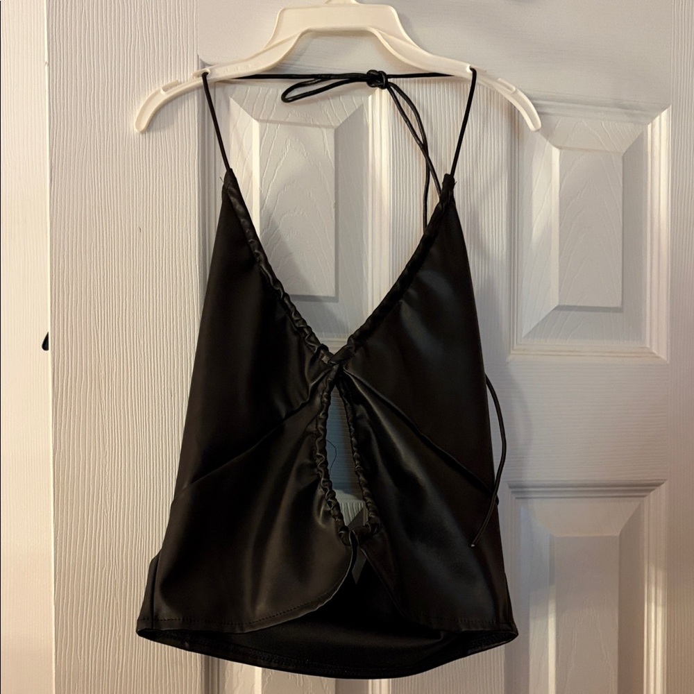 Faux Leather Halter Top